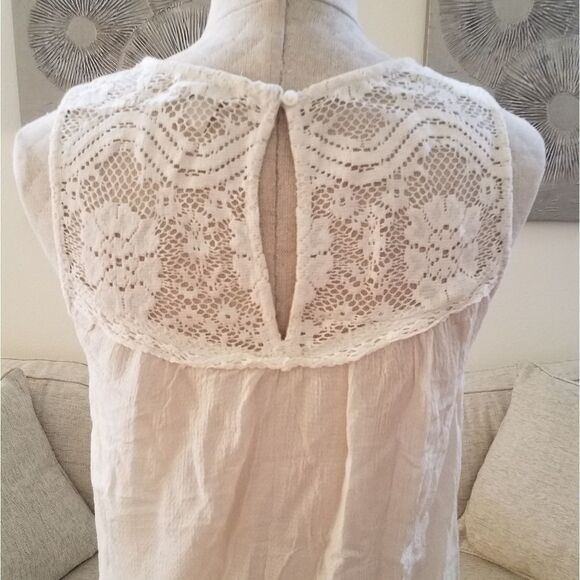 Hinge Lace Yoke Swing Tank sz Small in Ivory - Picture 6 of 8